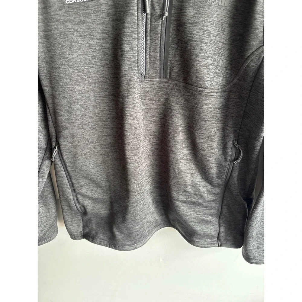 The North Face Mens Gray Pullover Fleece‎ Jacket NF0A47F7 pockets chest pocket